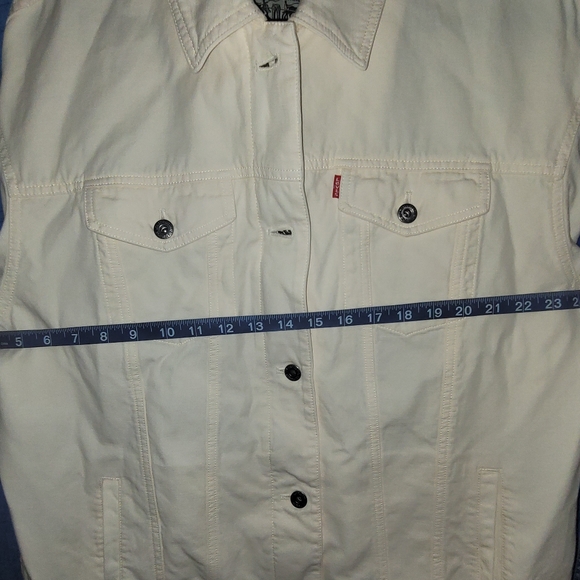 LEVI'S Men's White/Ivory Denim Trucker Button/Zip Jacket NWT - Picture 7 of 15